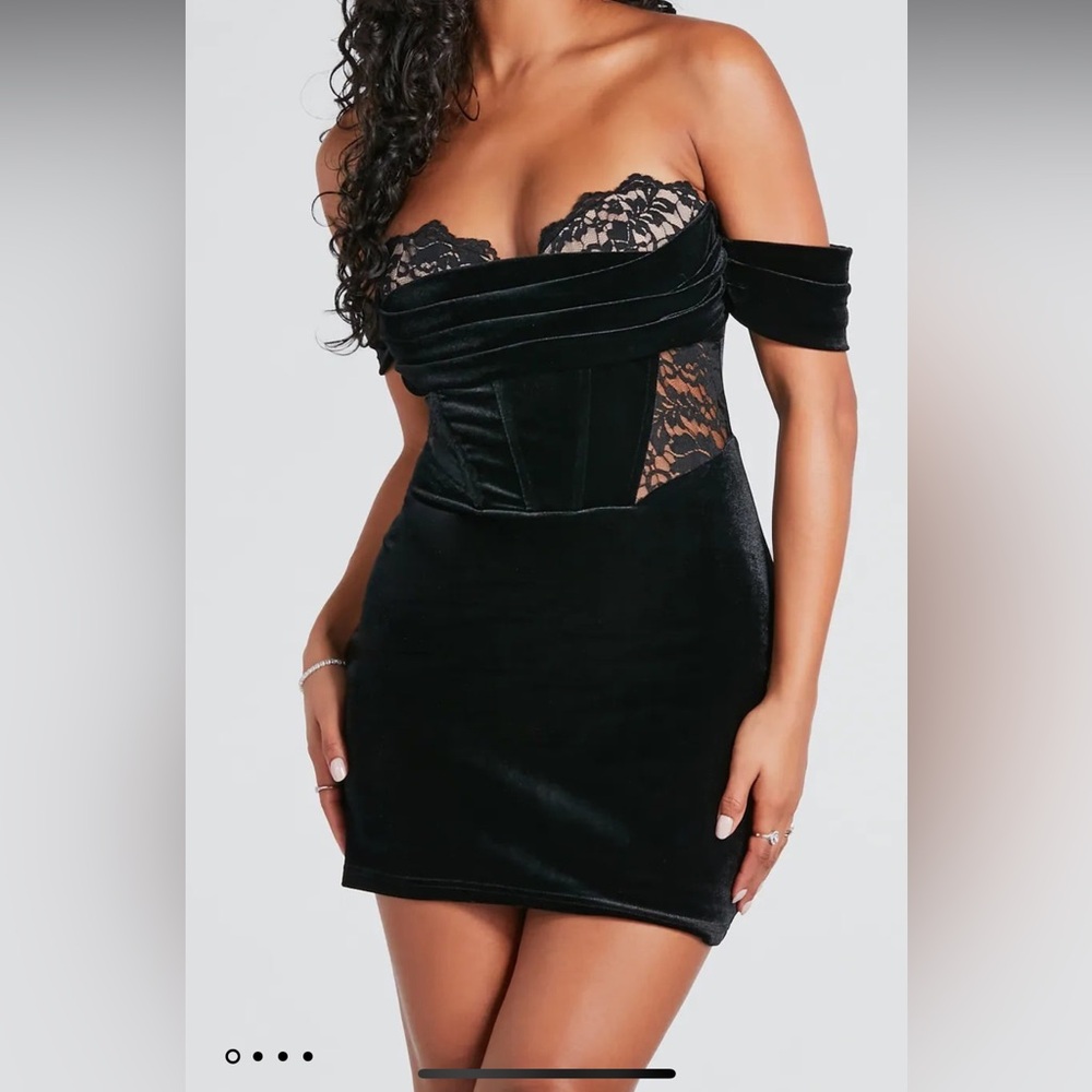 WINDSOR VELVET LACE BUSTIER MINI DRESS | Size: M